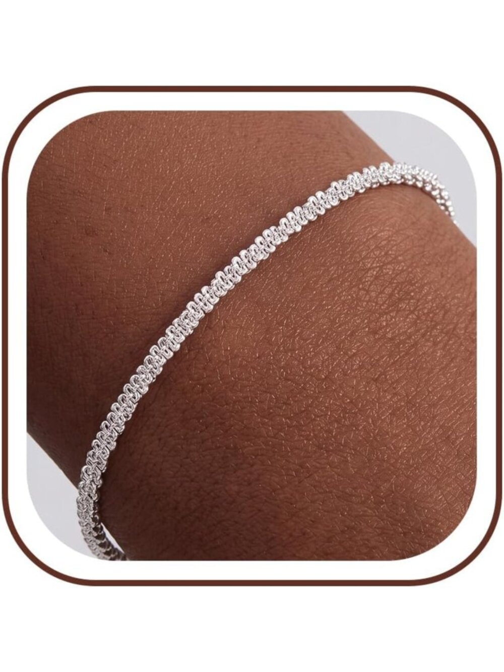 Sparkly 925 Sterling Silver Link Bracelet for Women - Elegant Fashion Jewelry